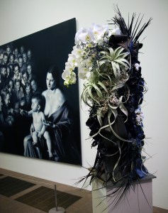 Gottfried Helnwein, Epiphany II - painting & flower arrangement