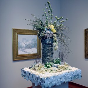 Willard Leroy Metcalf, Winter’s Festival - painting & floral arrangement