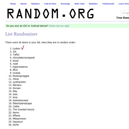 Sixth Anniversary Draw Winner