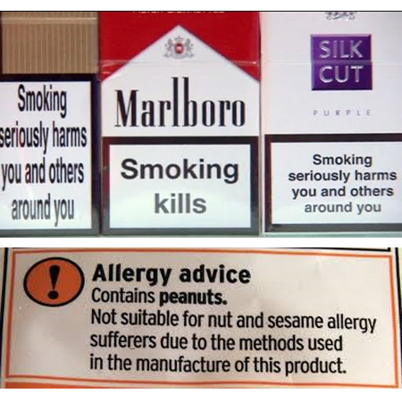 Cigarettes and Peanuts Warning