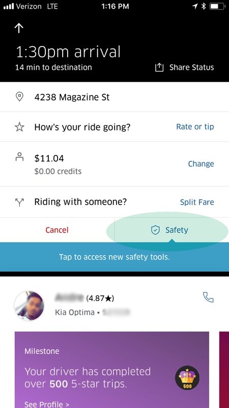Uber Safety Feature