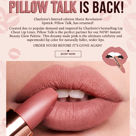Charlotte Tilbury Pillow Talk Lipstick Ad