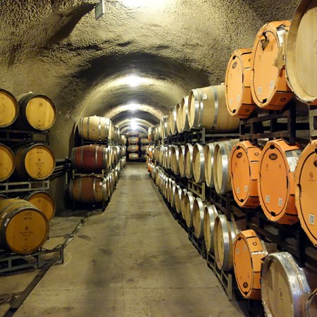 Barrels with wine