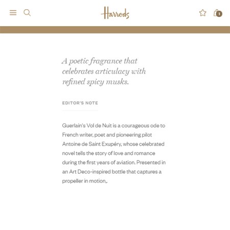 Vol de Nuit description at Harrods