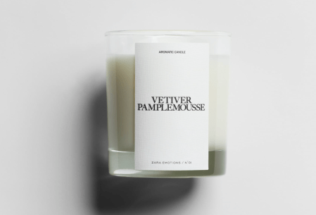 ZARA Vetiver Pamplemousse 200g. Aromatic Candle.